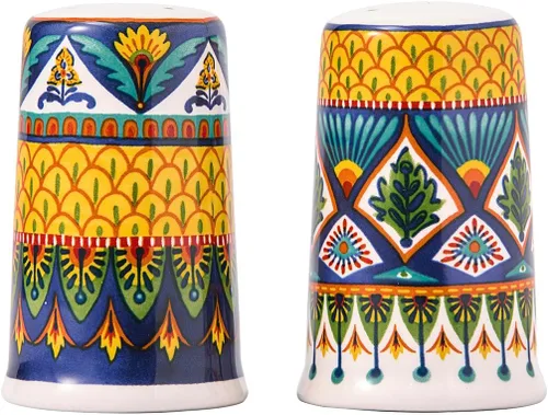 Miniatura 6 de Juego de salero y pimentero de cerámica Talavera azul de Bico, para cocina o decoración, apto para lavavajillas