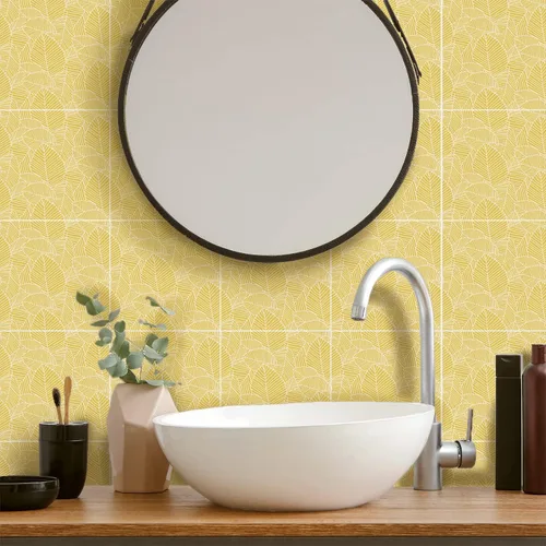 Miniatura 22 de Adhesivos de vinilo para azulejos de pared autoadhesivos, calcomanías impermeables para decoración de cocina, baño, línea ondulada de abulón, 6 x 6