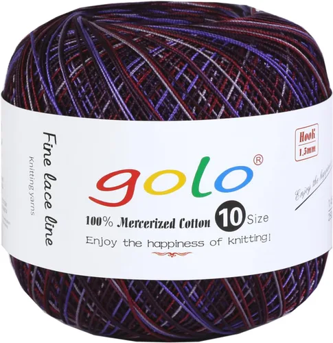 Miniatura 111 de Golo - Bolas de hilo para crochet de algodón tamaño 10, color algodón para crochet D-Fresa D078-fresa
