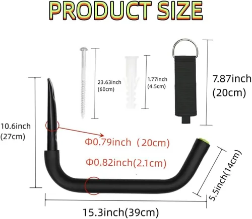 Miniatura 2 de Aweilan Ganchos de almacenamiento de garaje resistentes, estante de kayak de brazo jumbo de 15 pulgadas, ganchos de pared resistentes para canoa