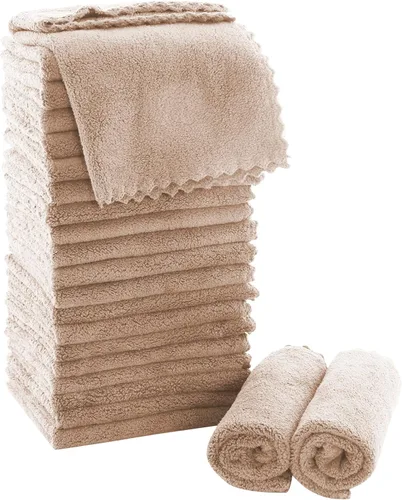 Miniatura 18 de MOONQUEEN Juego de Toallitas Ultra Suaves Premium - 12 x 12 pulgadas - Paquete de 72 - Secado Rápido - Paños de Baño de Terciopelo Coral Altamente