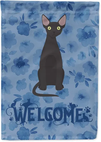 Miniatura 29 de Caroline's Treasures CK5047CHF Ojos Azules - Bandera de bienvenida con diseño de gato para casa de porche, grande, para colgar en la pared