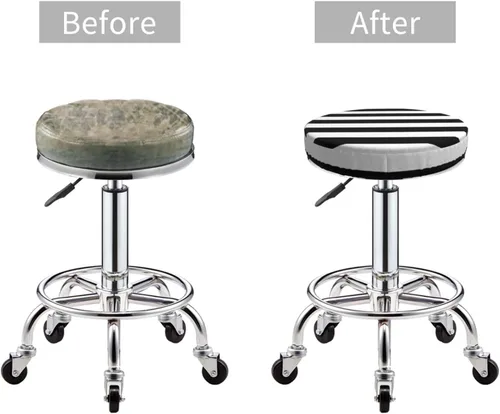 Miniatura 4 de Fundas de taburete de bar redondas elásticas y negras con rayas, fundas de taburete de bar, fundas de asiento de taburete, fundas elásticas