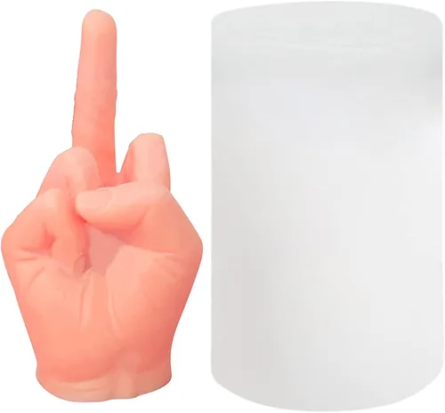 Miniatura 14 de Molde de silicona grande en forma de mano 3D, molde de vela gestual de 6.7 pulgadas, molde de fundición de resina en forma de dedo medio 1:1