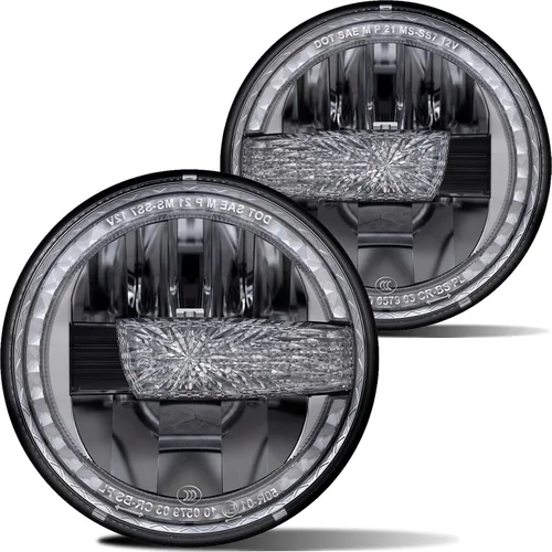 2023 Ultra brillo 7 pulgadas halo LED reflector redondo H6024 faro DRL haz alto y bajo estilo Bronco compatible con Jeep Wrangler TJ JK CJ Miata