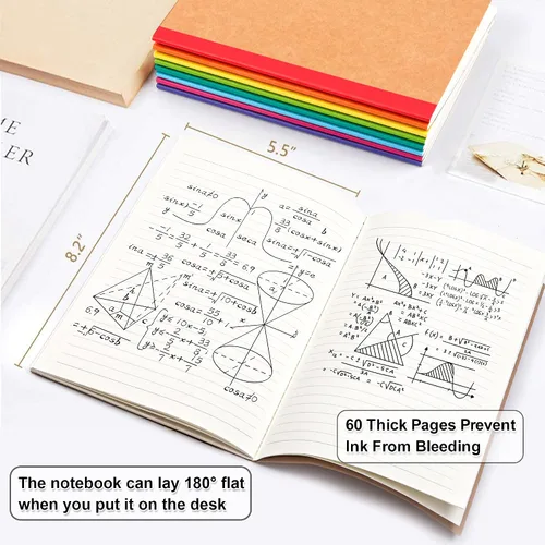 Miniatura 2 de feela Paquete de 56 cuadernos de composición a granel, con cubierta de papel kraft con rayas universitarias en blanco, diarios de viaje con espinas