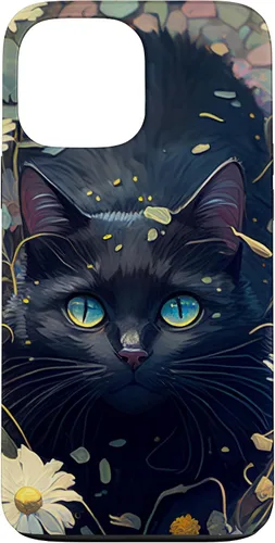 Miniatura 23 de iPhone 16 Cute Black Cat In Botanical Flower Garden Aesthetic Cat Case