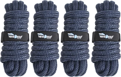 Miniatura 11 de MALZE-NEWSEED 4 unidades de cuerdas de muelle de 9,5 mm x 4,5 metros de nailon trenzado doble para barco con Ojales de 30,5 cm, líneas de amarre