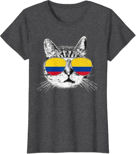 Miniatura 5 de Camisa de bandera de Colombia, orgullo colombiano, gato, hombres, mujeres, niños, camiseta de regalo