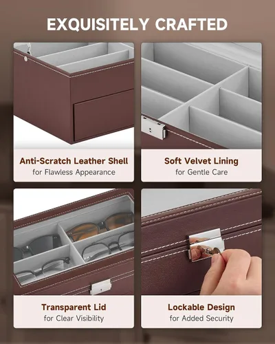 Miniatura 28 de Caja para anteojos de Co-z, organizador de anteojos, caja de almacenamiento con visualización