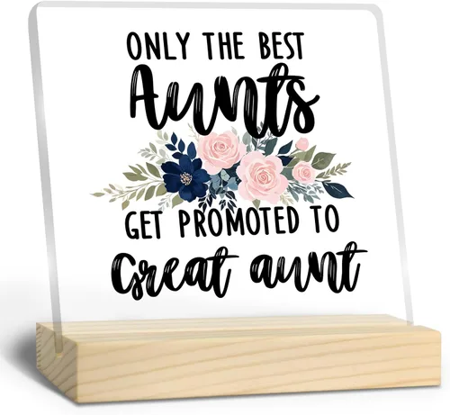 Placa acrílica de regalo para tía, anuncio de embarazo para tía abuela, regalo de nueva tía, anuncio de bebé de gran tía, decoración de estante de