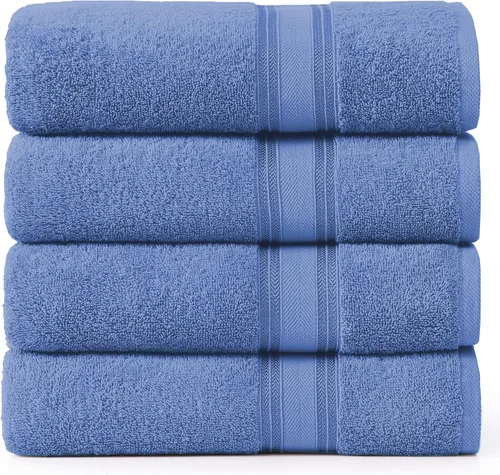 Miniatura 50 de Lane Linen Juego de 4 toallas de baño de 100 % algodón (35 x 66 pulgadas), juego de toallas de baño extragrandes de algodón sin torsión, secado Gris