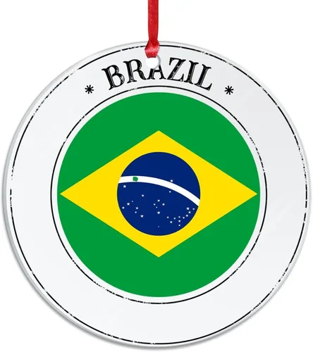 Miniatura 6 de Adornos para árbol de Navidad con bandera de Brasil, recuerdo de la ciudad del país, adornos de Navidad personalizados 2022, adornos colgantes
