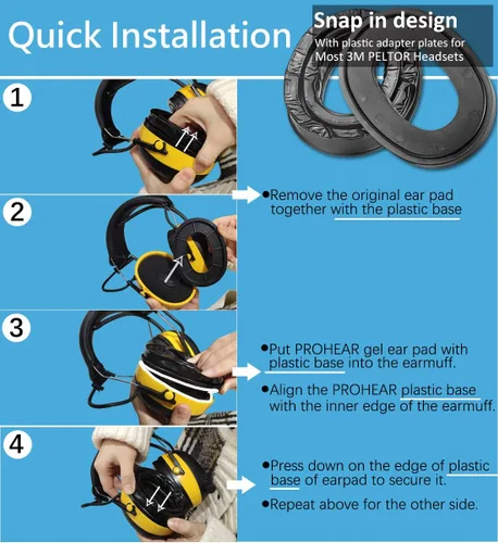 Miniatura 5 de PROHEAR GEP01 Almohadillas de gel para oídos (actualizadas) para auriculares 3M PELTOR