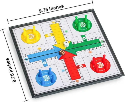 Miniatura 2 de Ludo - Juego de mesa plegable magnético para viajes, 9.75 pulgadas
