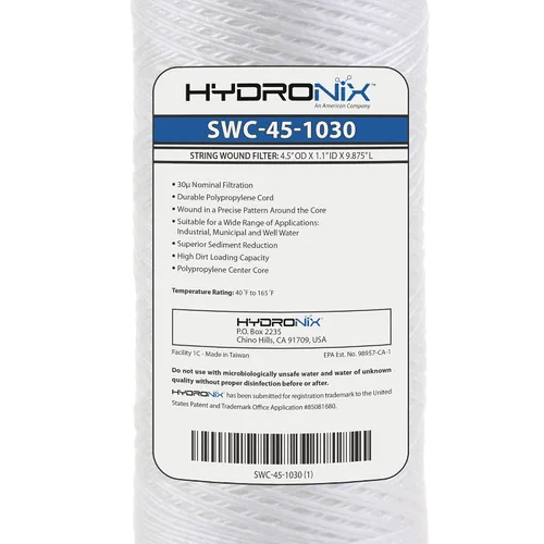 Miniatura 4 de Hydronix SWC-45-1030 Cartucho universal de filtro de agua para heridas de sedimentos para toda la casa 4.5" x 10" - 30 micrones