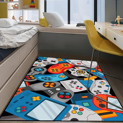Miniatura 7 de Alfombra de área de juegos, alfombra de juegos 3D, tapete controlador de gamepad para niños y niñas, dormitorio, sala de juegos, alfombras Azul