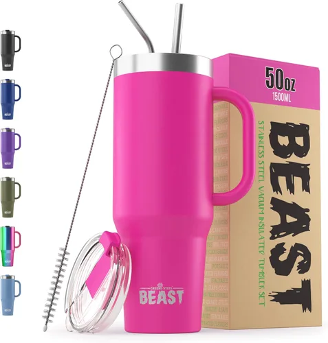 Miniatura 26 de Beast Vaso Térmico de 30 oz de Acero Inoxidable con Aislamiento al Vacío para Café y Hielo de Doble Pared Termo de Viaje (Rojo Arándano)