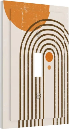 Miniatura 94 de Cubiertas Decorativas para Placas de Interruptor Abstracto Moderno de Mediados de Siglo Arco Boho Sol Dorado Hoja 1 Gang Placa de Pared Cubierta