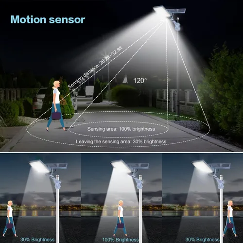 Miniatura 3 de Farola solar para exteriores, luz de seguridad solar comercial IP65, con control remoto, luz de estacionamiento del atardecer al amanecer, adecuada