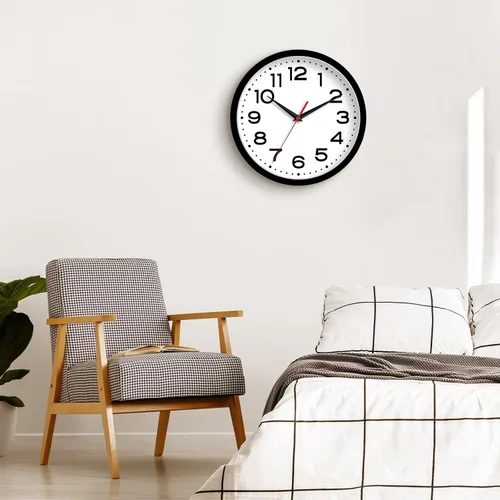 Miniatura 2 de Roymnie Reloj de pared silencioso sin tictac, funciona con pilas, 10 pulgadas, clásico, analógico, decorativo para aula, sala de estar, oficina