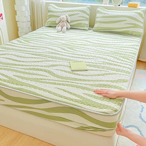 Miniatura 16 de FCLDESHOP Comfort Hotel - Sábana bajera ajustable de bolsillo profundo, juego de sábanas bajeras y fundas de almohada de seda de hielo de látex