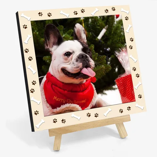 Marco de fotos de perro personalizado con caballete, regalo conmemorativo personalizado para mascotas para amantes de las mascotas, retrato