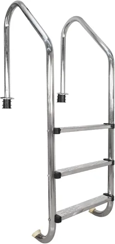 DOEL Escalera de piscina, escalera antideslizante de 3 escalones de acero inoxidable para piscina interior/exterior, fácil montaje y escalada