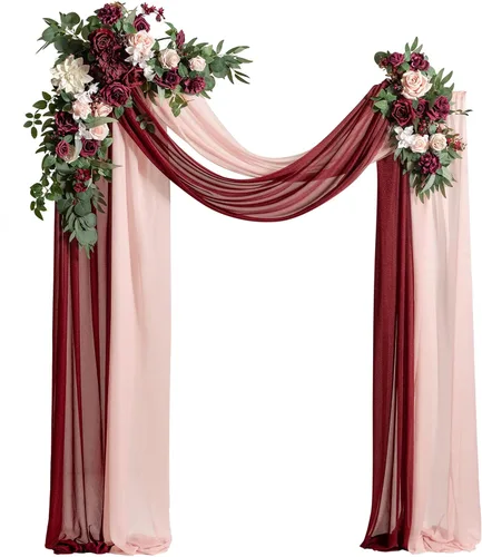 Kit de flores de arco nupcial artificiales de Ling's Moment en rojo rosado y rosa pálido, paquete de 4, 2 piezas de arreglo floral colgante, 2