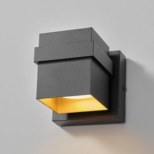 Miniatura 6 de Aplique de pared Globe Electric 60000022 para exterior con LED integrado de 11,5 W, negro mate, acento dorado, 400 lúmenes, 3000 Kelvin, 90 CRI
