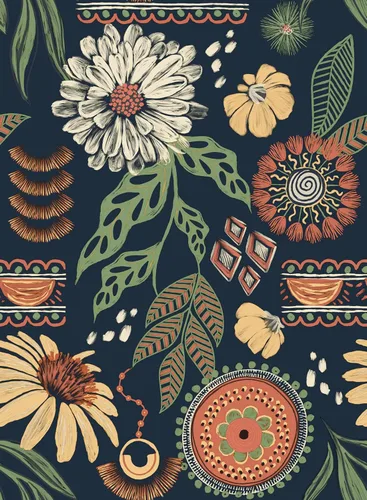 Miniatura 10 de Simon&Siff Papel tapiz bohemio para despegar y pegar, 17.3 x 1200 pulgadas, papel de contacto retro floral solar, papel de pared autoadhesivo Bronce