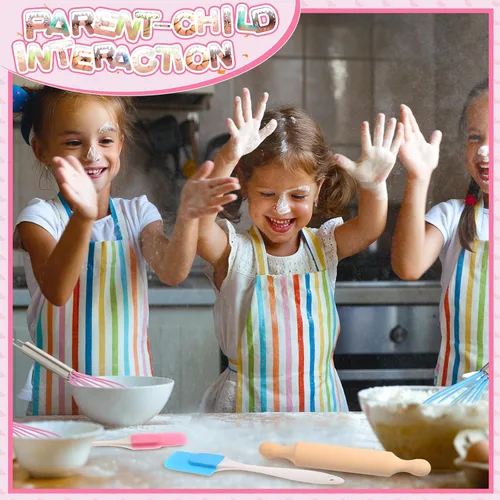 Miniatura 5 de 48 piezas de mini suministros para hornear para niños con espátula, rodillo, batidor, bolsas de regalo para niños, cocina, aula, escuela