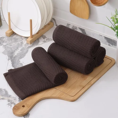 Miniatura 42 de Kitinjoy - Paños de cocina de 100 % algodón, tela de tejido gofrado, paño de limpieza ultrasuave, absorbente y de secado rápido. Beige