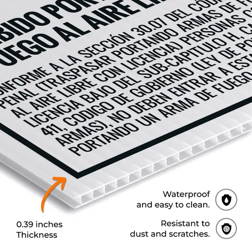 Miniatura 4 de Concealed Carry Prohibited Texas Penal Code Bilingual Sidewalk Sign Kit, (SI-74332) 18x24 Inches, Replacement Panels (2 Pack) 160 Mil Thick