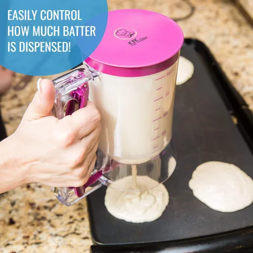 Miniatura 3 de KPKitchen Dispensador de masa para panqueques y juego de 4 tazas medidoras líquidas, perfecto para panqueques, cupcakes, waffles, crepé y más