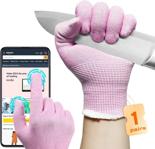 Miniatura 2 de JDL ANSI A6 - Guantes resistentes a cortes para mujer, grado alimenticio, protección de cuchillos, manejo de vidrio, comodidad superior y ligeros