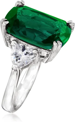 Miniatura 3 de Ross-Simons 12.70 Carat Simulated Emerald and 1.70 ct. t.w. CZ Ring in Sterling Silver