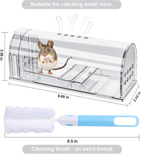 Miniatura 2 de 4 trampas para ratones humanas que no matan, trampa para ratones vivos, trampa reutilizable para ratones para casa y exteriores