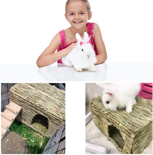 Miniatura 6 de HERCOCCI Casa de césped extra grande para conejos, plegable y cómoda, para animales pequeños, para jugar en cabaña, cama escondida, tapete de heno