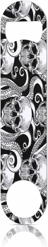 Abrebotellas de acero inoxidable con diseño de calavera, hueso pirata, pulpo, tentáculo, malvado, estilo Rock-N-Roll, llavero para el hogar, cocina,