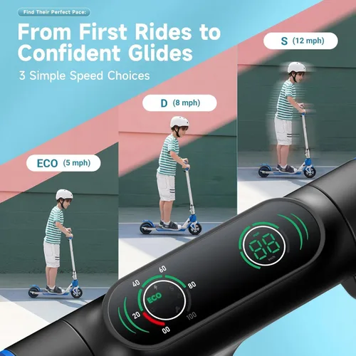 Miniatura 2 de isinwheel Electric Scooter for Kids Ages 6-14, 200W/250W Foldable Kids Electric Scooter with 3 Speeds (5/8/12 Mph), Adjusrable Handerbar, Dual 200W