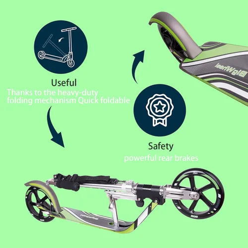 Miniatura 5 de Scooter para adultos – Plegable, altura ajustable, ruedas grandes, marco ligero de aluminio Adecuado para adolescentes mayores de 12 años Límite