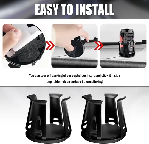 Miniatura 6 de 2 piezas de insertos para portavasos de coche con brazo de sujeción adaptativo, insertos autoadhesivos para portavasos de coche con soporte