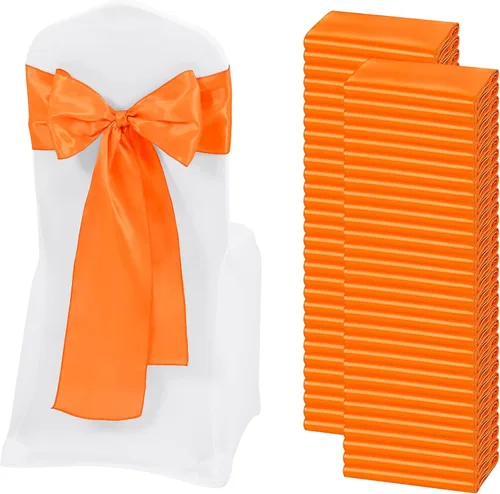 Miniatura 13 de 60 bandas para sillas de satén negro, diseño de lazos con lazos, para decoración de sillas para Acción de Gracias, boda, Navidad, banquetes