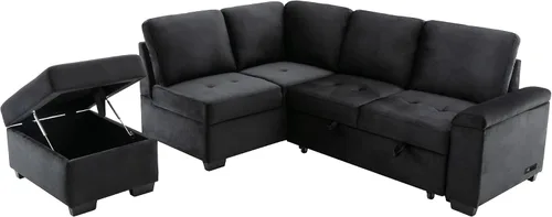Miniatura 5 de LUMISOL Sofá cama modular reversible de 87 pulgadas de ancho, juego de muebles de sala de estar, sofá esquinero de 4 plazas con cama extraíble