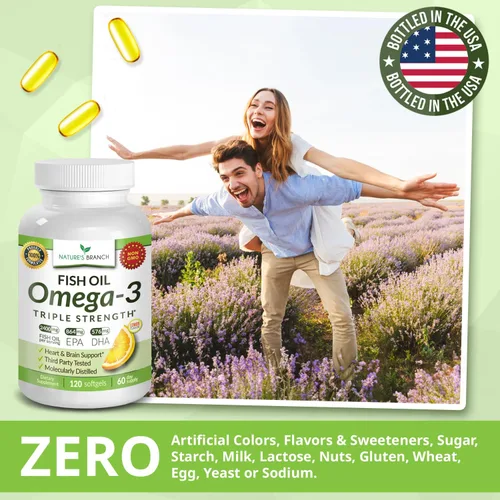 Miniatura 8 de Aceite de pescado Omega 3 de triple fuerza para la salud del corazón, el cerebro y los ojos - Aceite de pescado EPA y DHA para hombres y mujeres