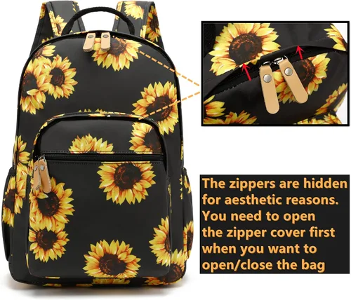 Miniatura 92 de Leaper Mochila para laptop para mujer: linda mochila floral para escuela, universidad, viajes, trabajo, mochila ligera para niños, Negro margarita