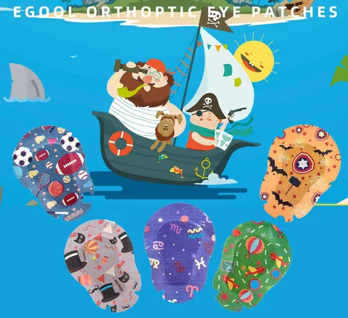 Miniatura 2 de Parches adhesivos para los ojos para niños, diseño genial para niños, 45 + 5 bonos por caja, tamaño regular, material transpirable, patrón colorido