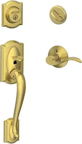 Miniatura 17 de Schlage F60 V CAM 716 ACC - Juego de manijas para puerta de entrada con manija Accent, diseño Camelot, cerradura de entrada con llave de lado único