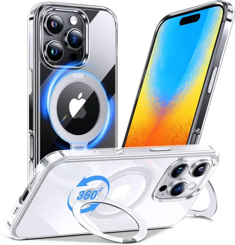 Miniatura 16 de Anqrp Funda transparente con función atril magnética con junta tórica para iPhone 12/12 Pro, compatible con Mag-Safe, de grado militar, reforzada